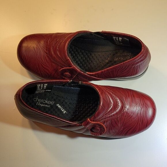 CHEROKEE ELEGANCE DRI-LEX BURGUNDY WOMEN"S CLOG STYLE SLIP RESISTANT ROUND TOE - Picture 5 of 14